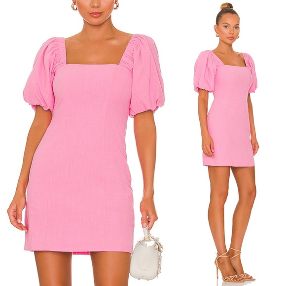 Sndys Dresses & Skirts - SNDYS x Revolve NWT Cotton Tuscany Linen Dress in Bubblegum Pink Size Medium